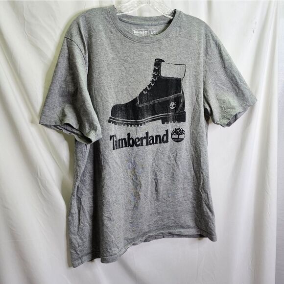 Timberland Gray Logo Tee Size Large - Picture 3 of 5